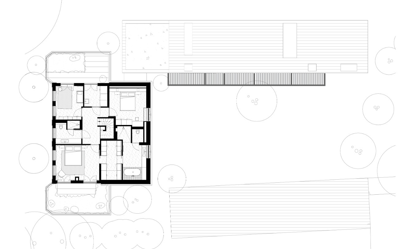 This floor plan connects entertaining spaces, wellness rooms, and private living areas into one seamless riverside home.