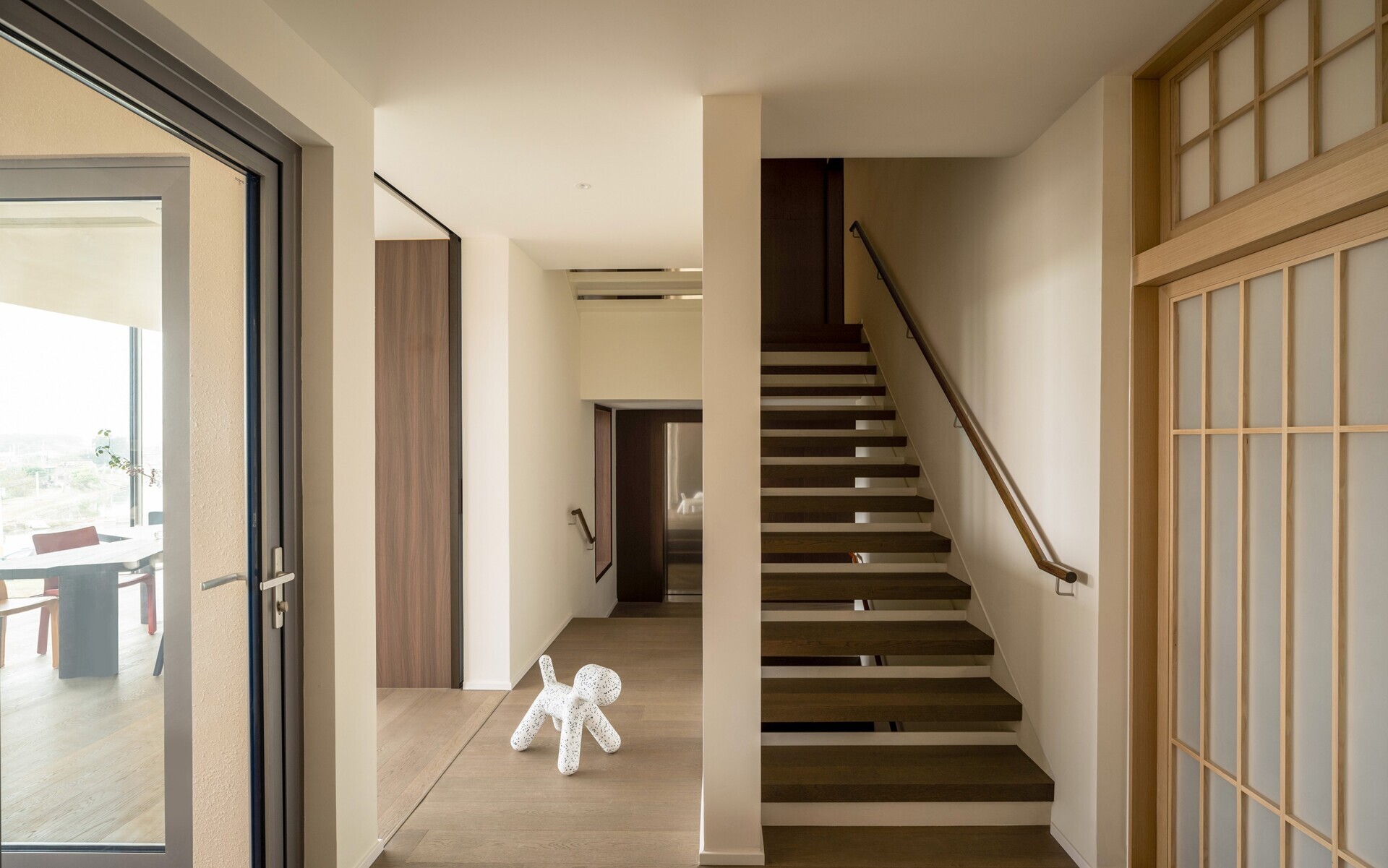 A modern house interior with split-levels.
