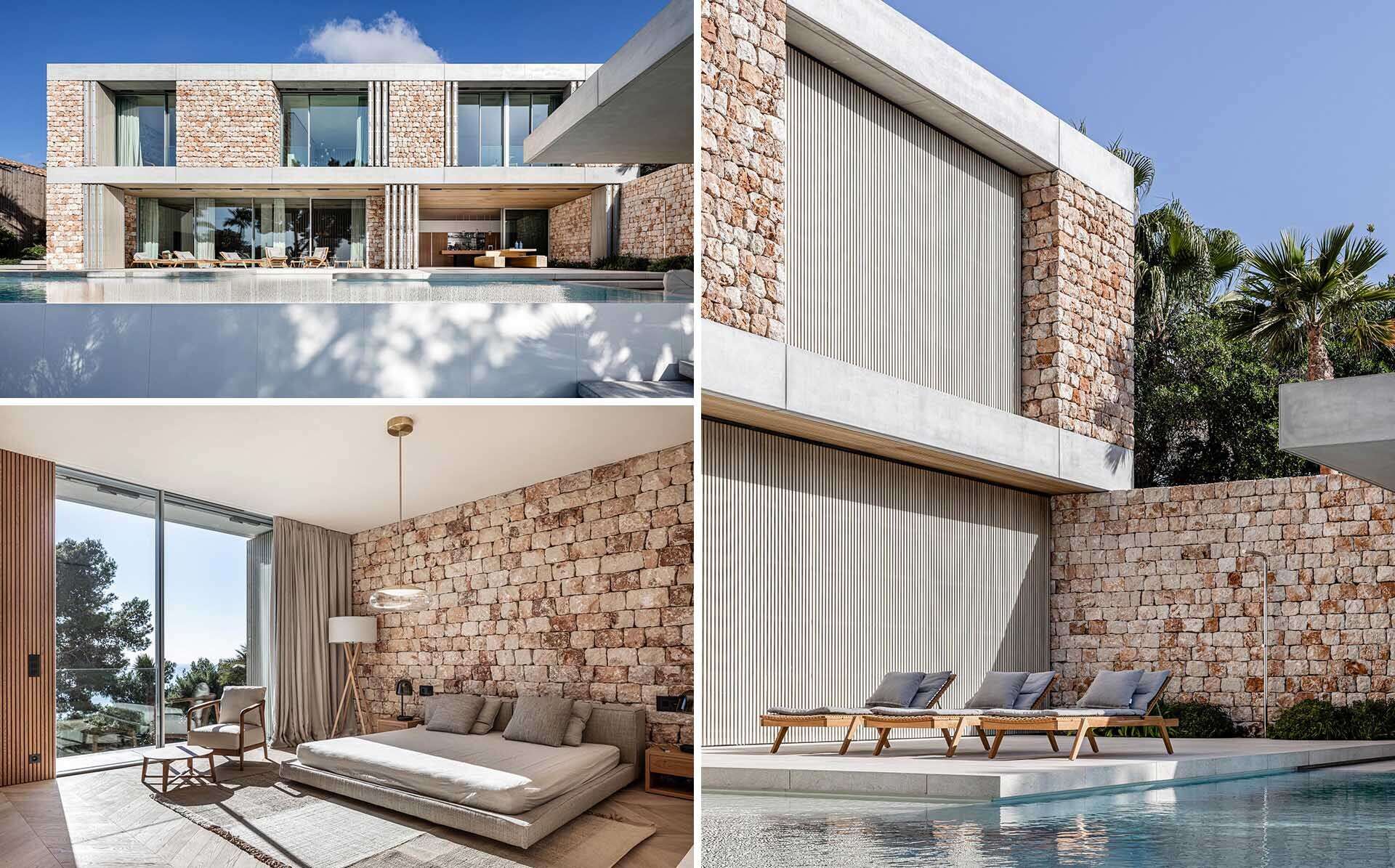 A modern Mallorca home by beef architekti combines traditional stone craftsmanship, minimalist interiors, and stunning Mediterranean sea views.