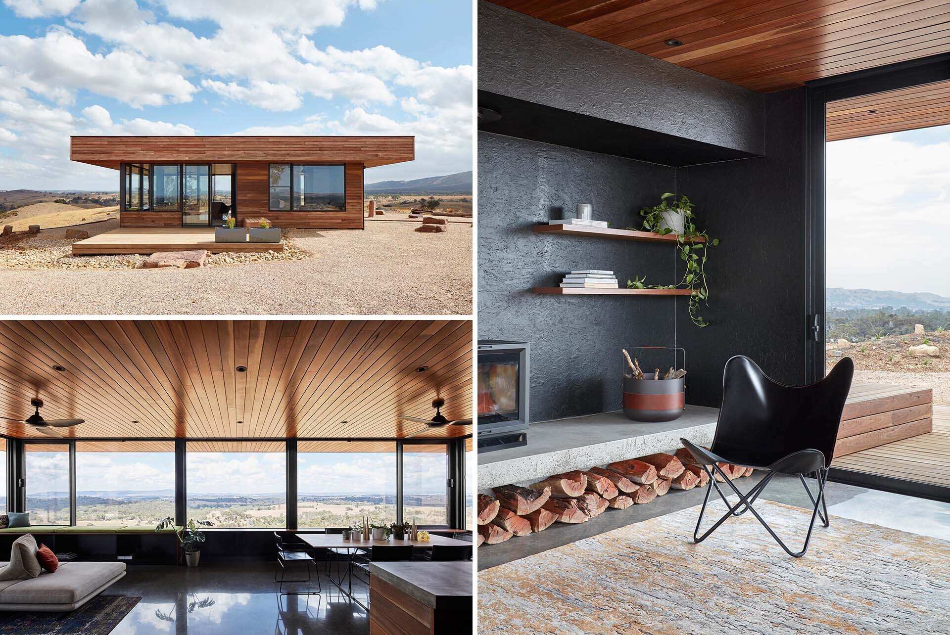An off-grid home designed to produce its own energy, water, and waste systems in a rural setting. Spotted Gum timber cladding creates a durable, fire-resistant exterior that weathers naturally.
