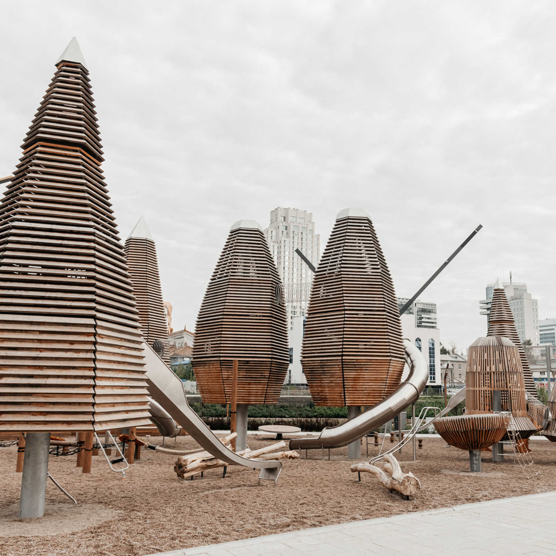 Ural Forest is a series of children playground equipment designed in sculptural, geometric shapes to compliment contemporary urban landscape. 