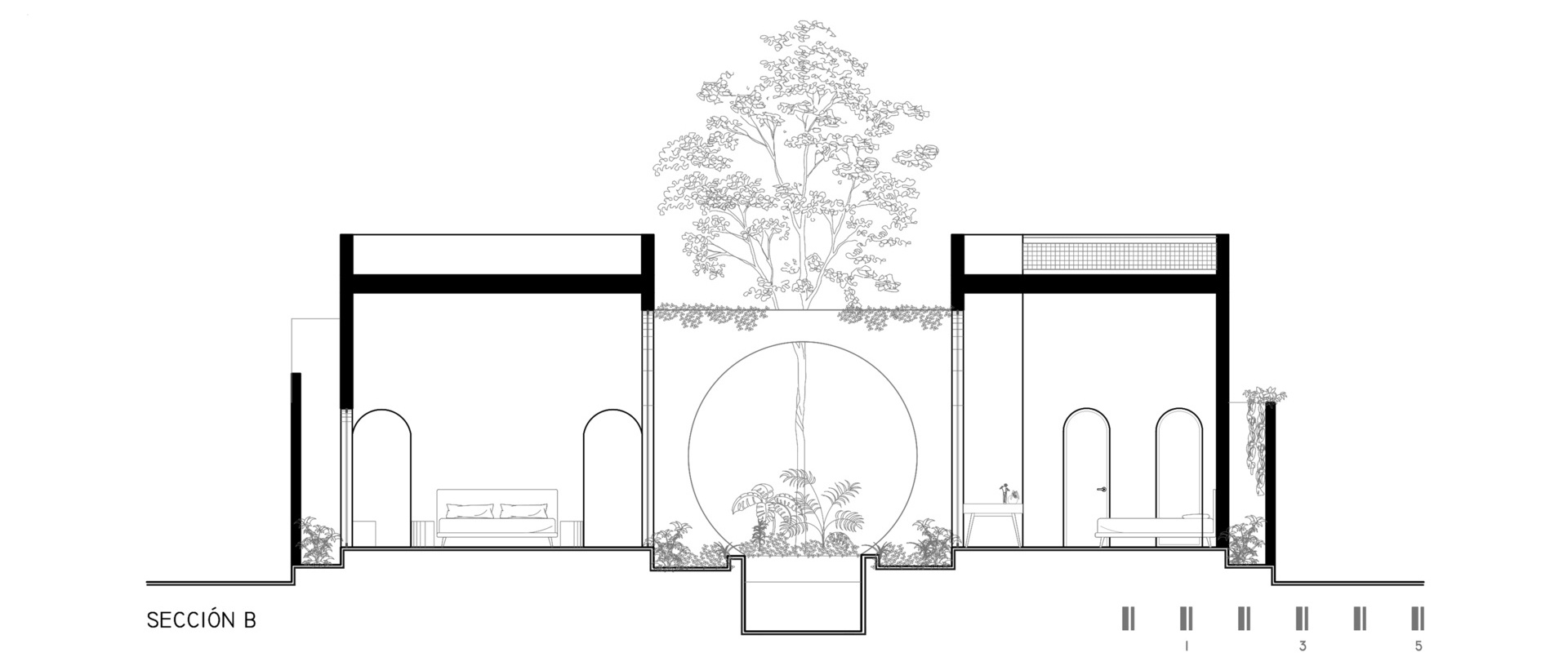 Eclipse House in Mérida, Mexico, is a striking exploration of geometry, light, and landscape. Designed by Etea and Ghostframe, the home features a dramatic double-height gallery, arch-lined walkways, circular openings that inspired its name, and lush gardens woven throughout the architecture.