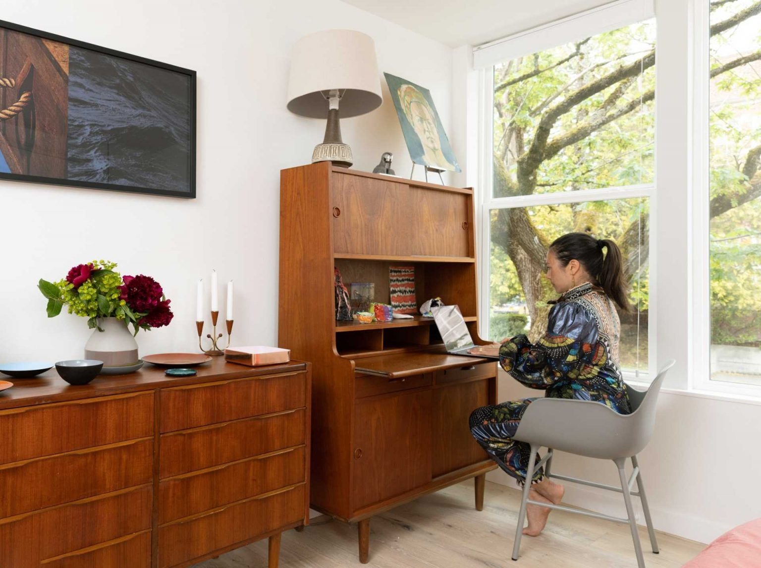 Inside the family residence, colorful interiors, open living spaces, and bright rooms create a welcoming home designed for modern family life.