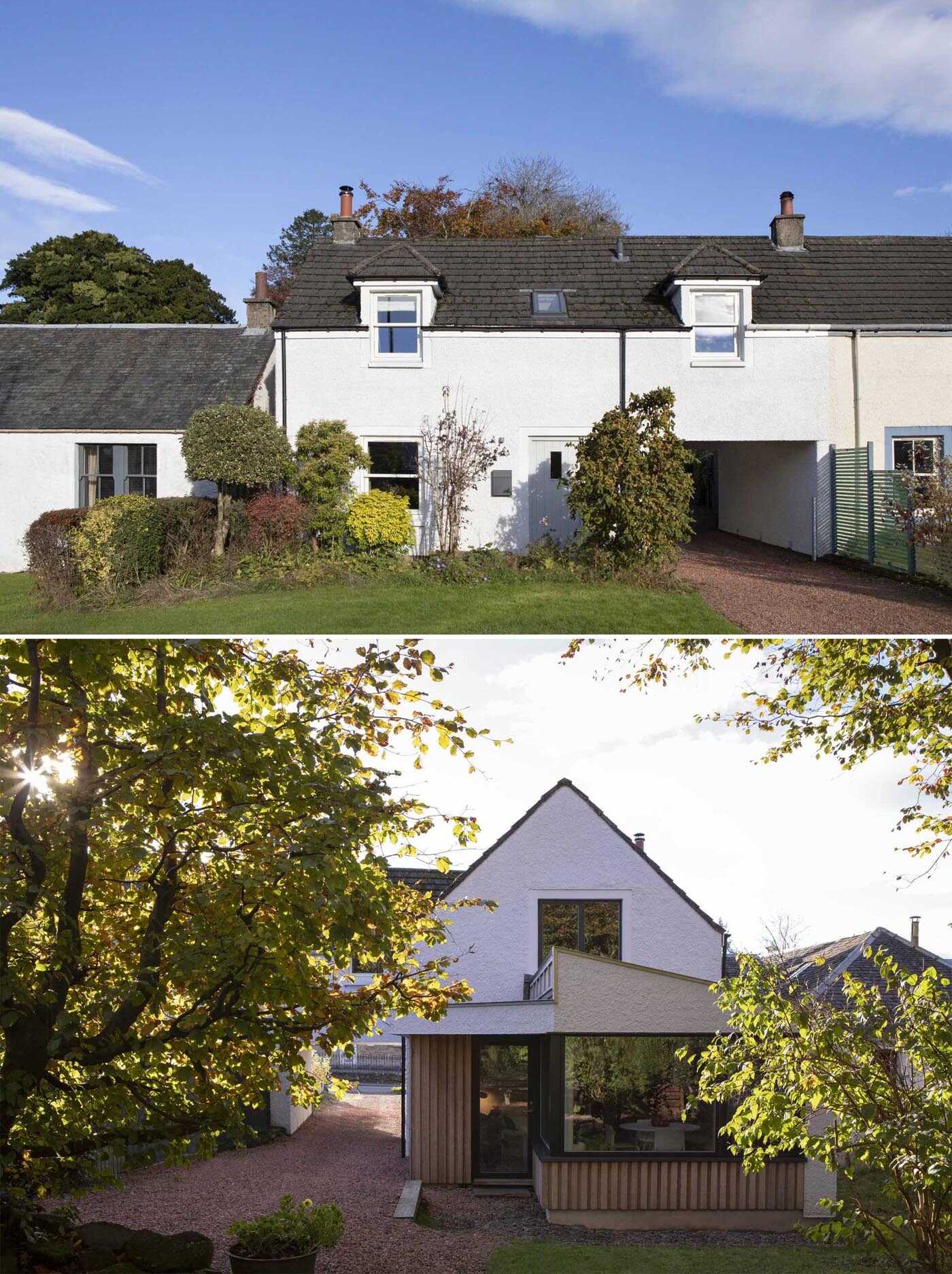 Large windows and a reworked floor plan have opened this Scottish cottage to its expansive rear garden. The new extension fills previously dark interiors with natural light and creates a seamless visual connection between inside and out.