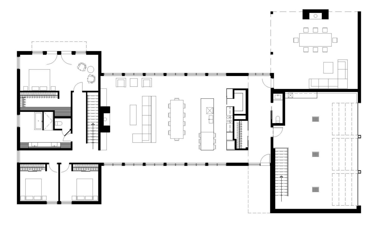 Explore the floor plans behind this contemporary Quebec home and see how its three-volume layout creates bright, functional family living.
