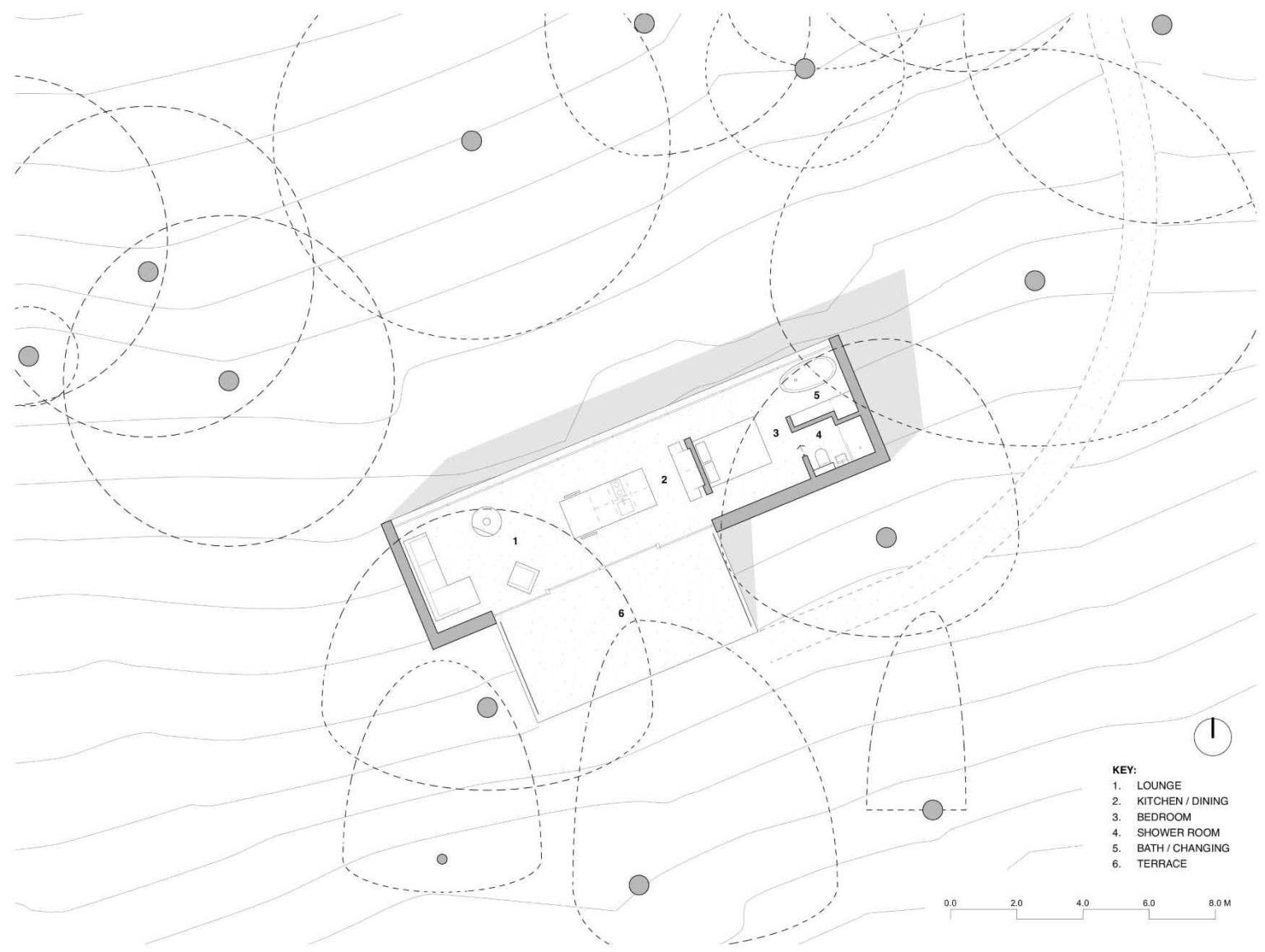 Exploring the Design
Floor plans, elevations and sections reveal how this compact woodland lodge has been designed to fit naturally into its sloping site.