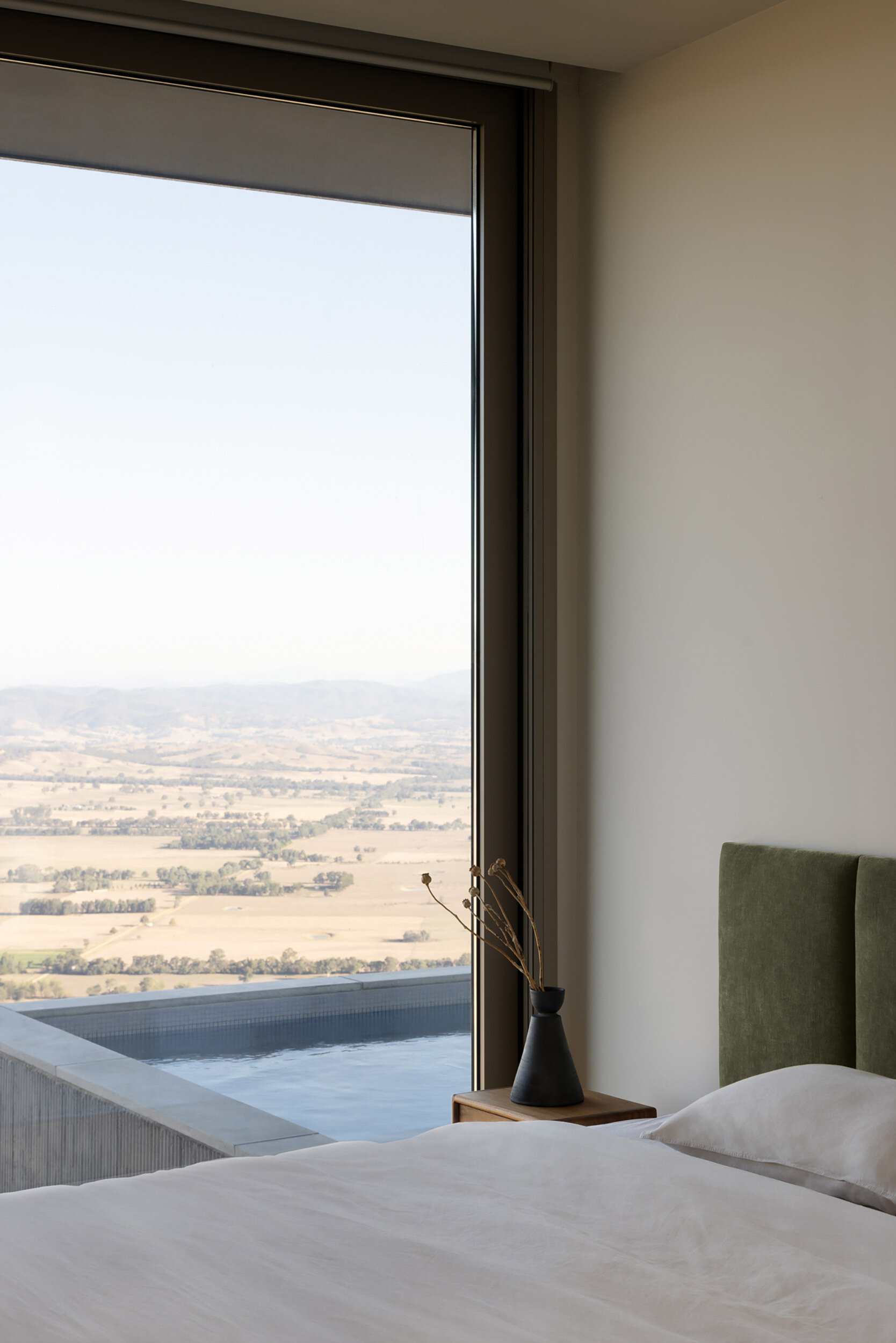 Guest accommodation is arranged for privacy while maintaining strong visual connections to the surrounding landscape.