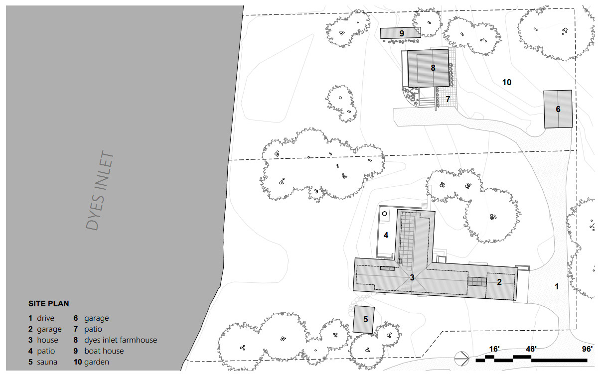 The site's layout balances privacy, family living, and waterfront views through a simple yet highly functional floor plan.