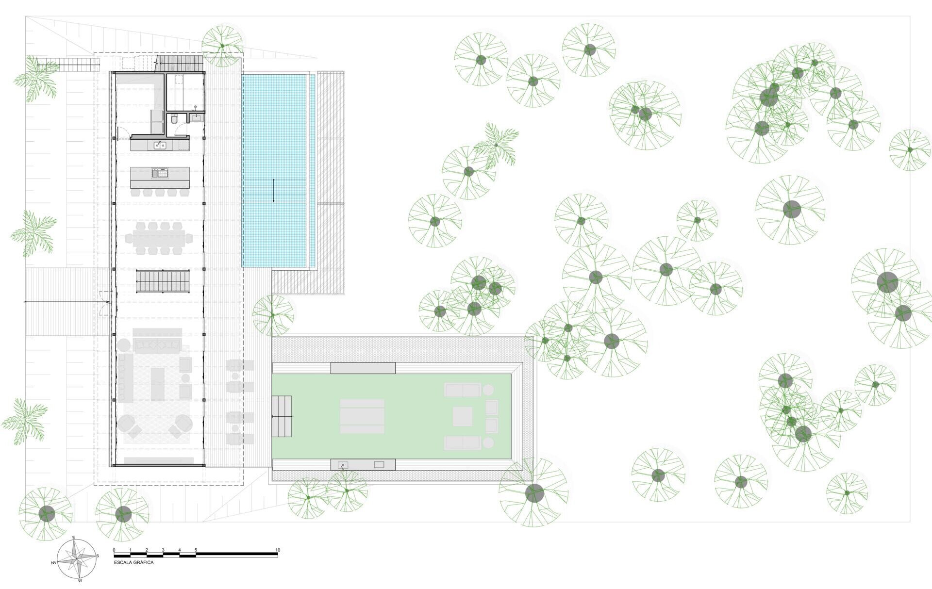 See how the plans and sections reveal the stepped design, rooftop garden, open living spaces and climate-responsive features of Muxarabi House.