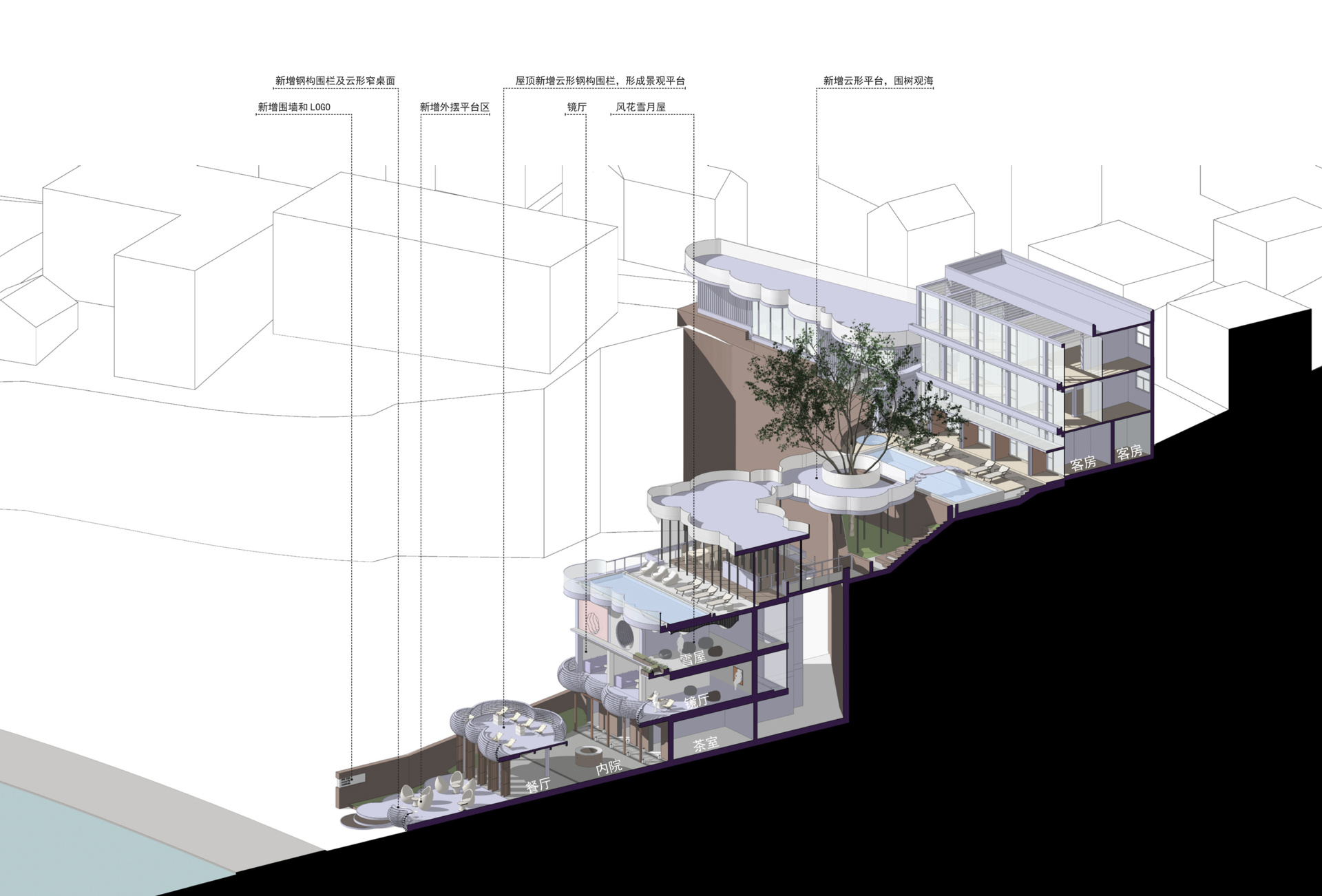 Explore the floor plans, sections and elevations that reveal how MINAX transformed Manwu Jimu Guesthouse into one of Dali's most distinctive architectural renovations.