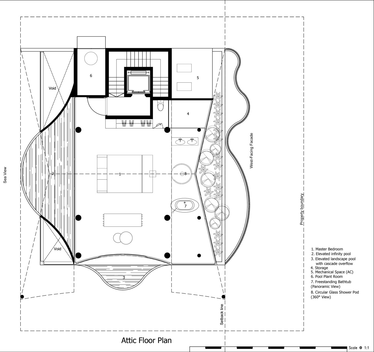 Explore the architectural drawings of TH Villa Hoi An to see how the basement, open-plan living spaces, guest suites and striking pitched roof come together in this thoughtfully organised beachfront home.