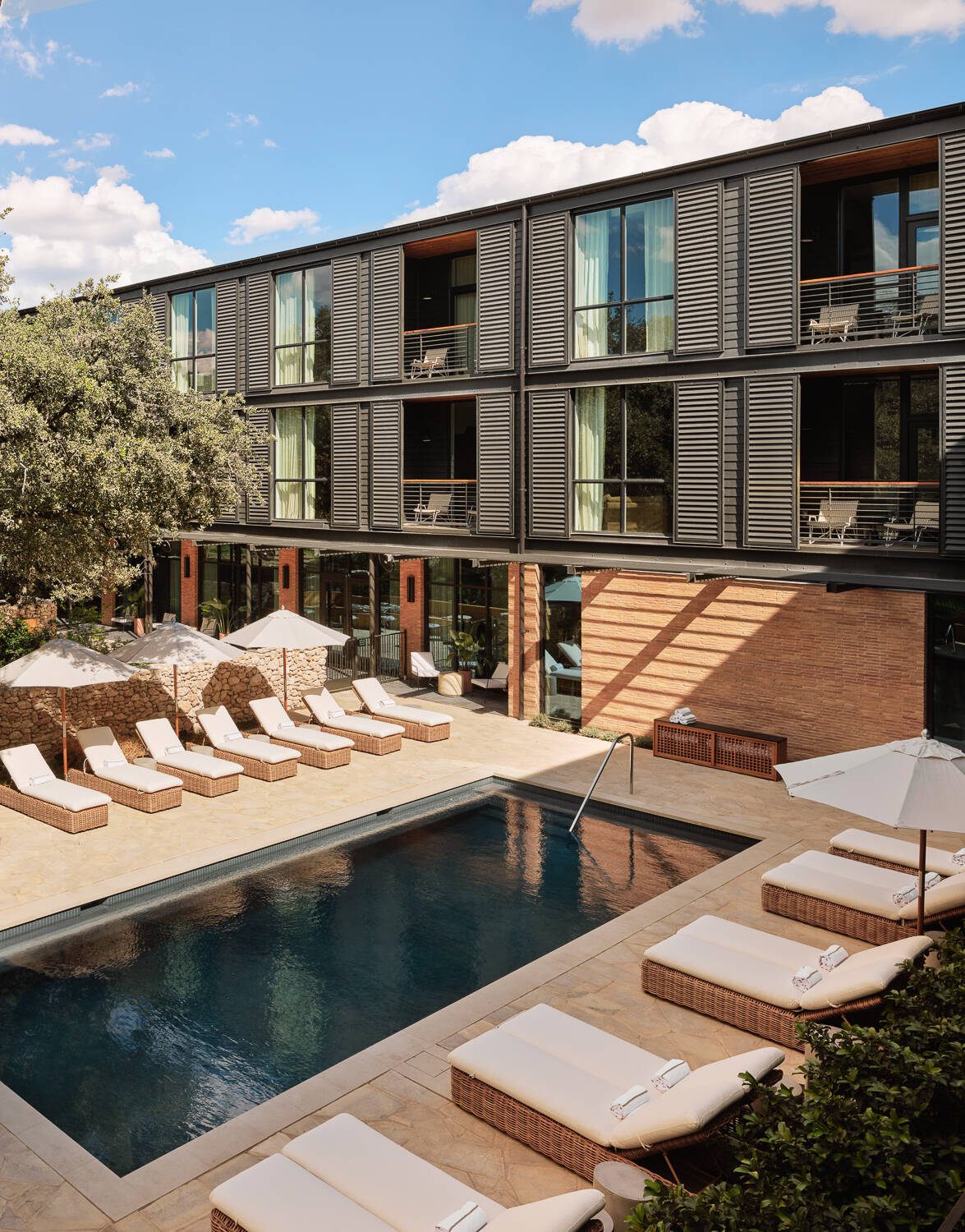 Take a closer look at how architecture and mature oak trees work together to shape one of Austin's newest boutique hotels.