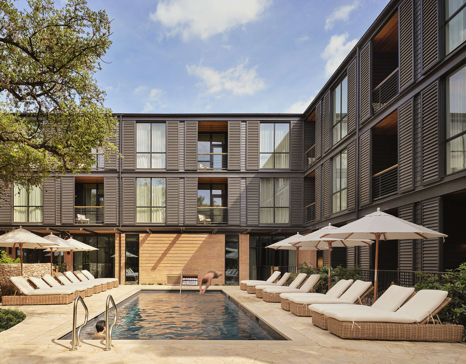Take a closer look at how architecture and mature oak trees work together to shape one of Austin's newest boutique hotels.