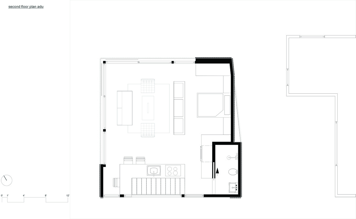 Explore the architectural drawings that reveal how this compact property fits a garage, courtyard, and private ADU into one smart design.