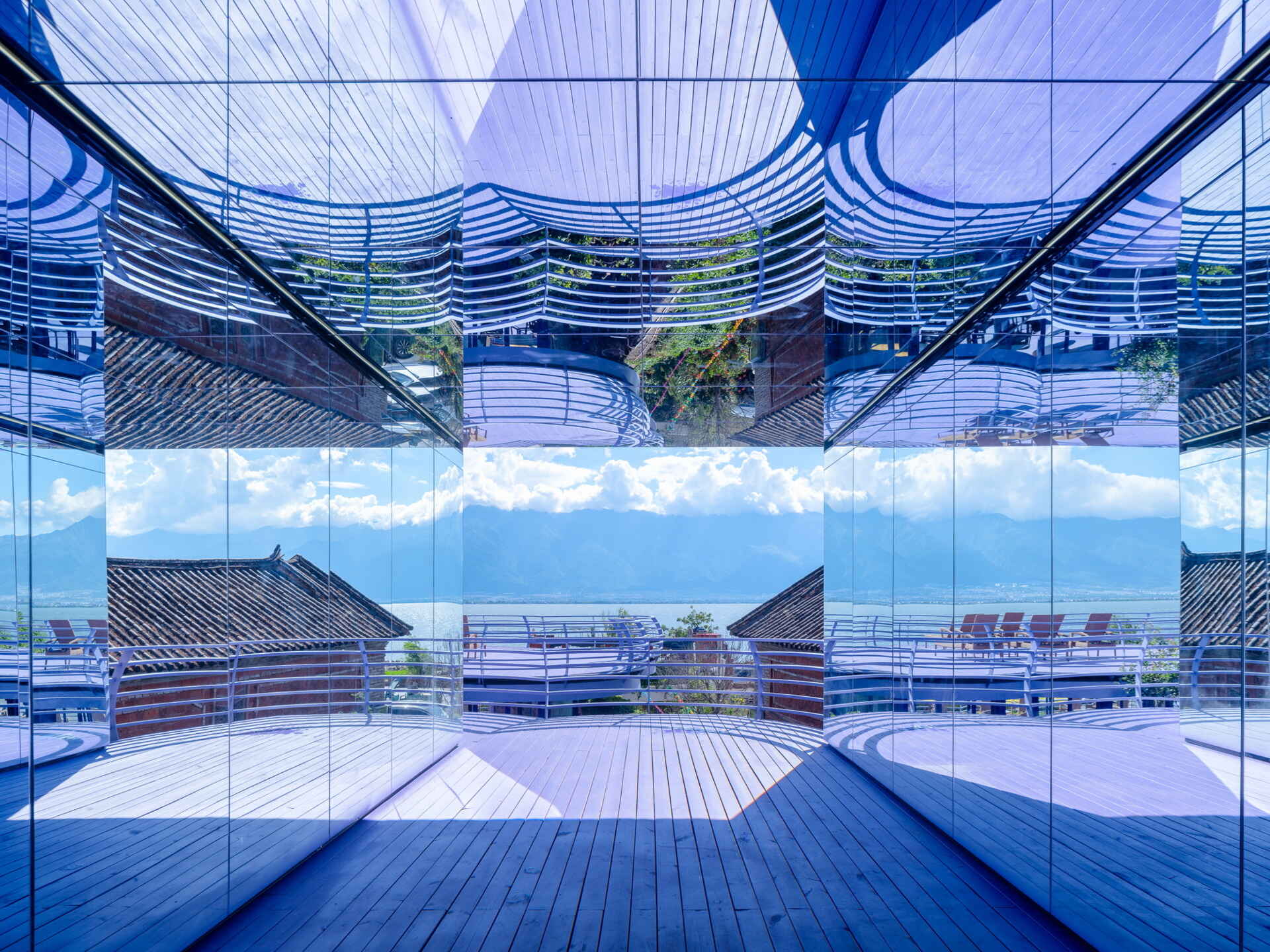 Step inside the Mirror Hall, where reflective walls and ceilings multiply the surrounding mountains, lake and clouds into an ever-changing visual experience.