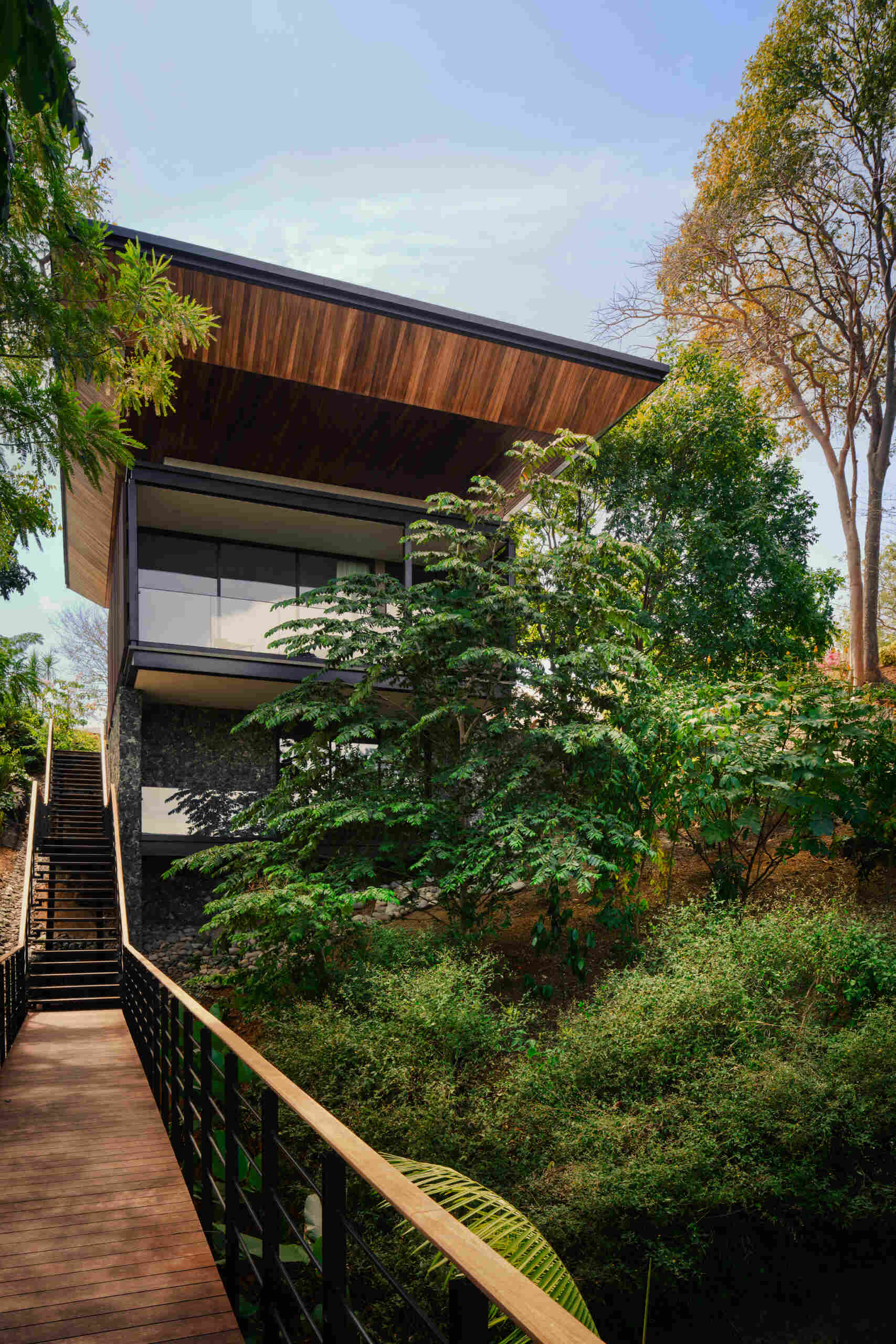 More than a connection between two buildings, this bridge offers an immersive journey through the surrounding tropical landscape.