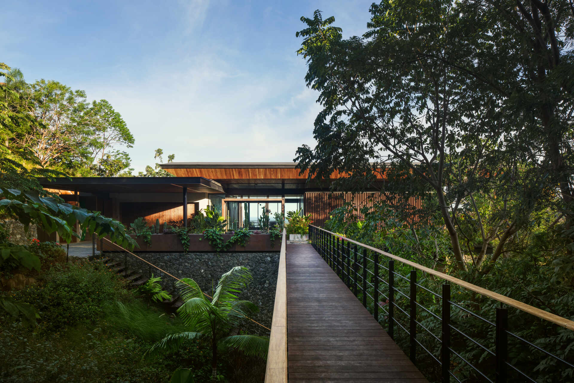 More than a connection between two buildings, this bridge offers an immersive journey through the surrounding tropical landscape.