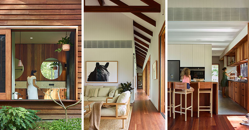 Take a tour of Greenhouse by Shaun Lockyer Architects, a warm Australian family home outside Brisbane with brick, timber and beautiful bushland views.