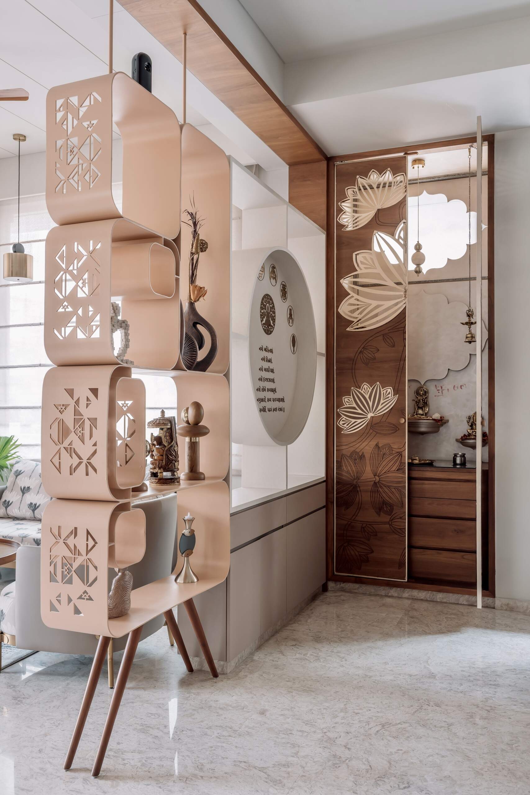 Discover a dining space where handcrafted metalwork, wooden screens and hidden doors create one of the home's most memorable interiors.