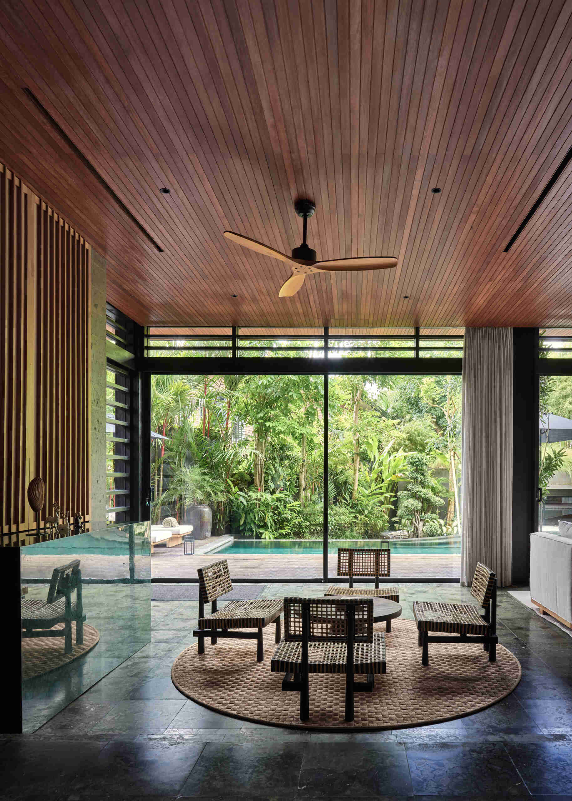 Sunken lounges, reading corners and changing floor levels give Villa Suki's open living spaces plenty of character.