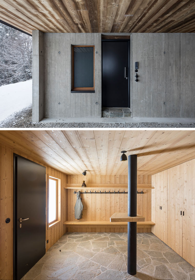 Mountain homes work best when they embrace everyday practicality. See how this French Alpine house creates the perfect arrival with an open garage and a functional mudroom designed for snowy weather.
