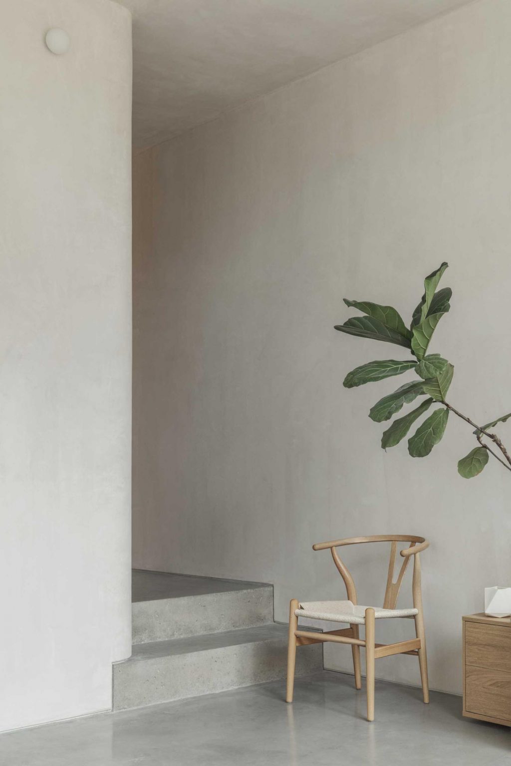 Polished concrete floors run continuously through the extension, creating a clean, modern backdrop that pairs beautifully with Douglas fir joinery.