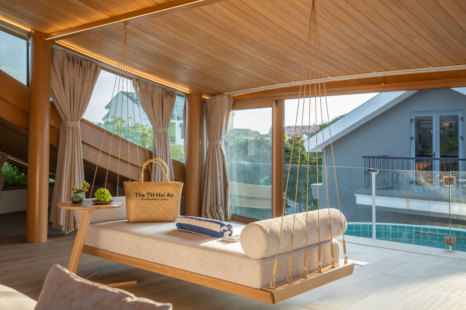 Perched beneath the soaring roof, the primary suite pairs panoramic sea views with its own infinity pool for an unforgettable coastal experience.