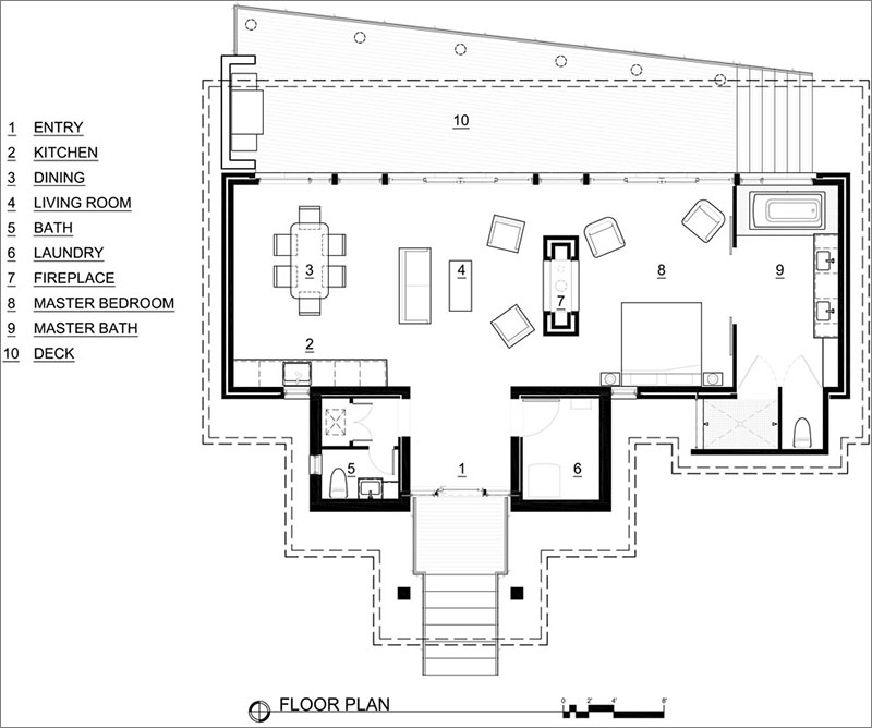 Explore the floor plan behind this one-room waterfront studio and see how an open layout maximizes every square foot.