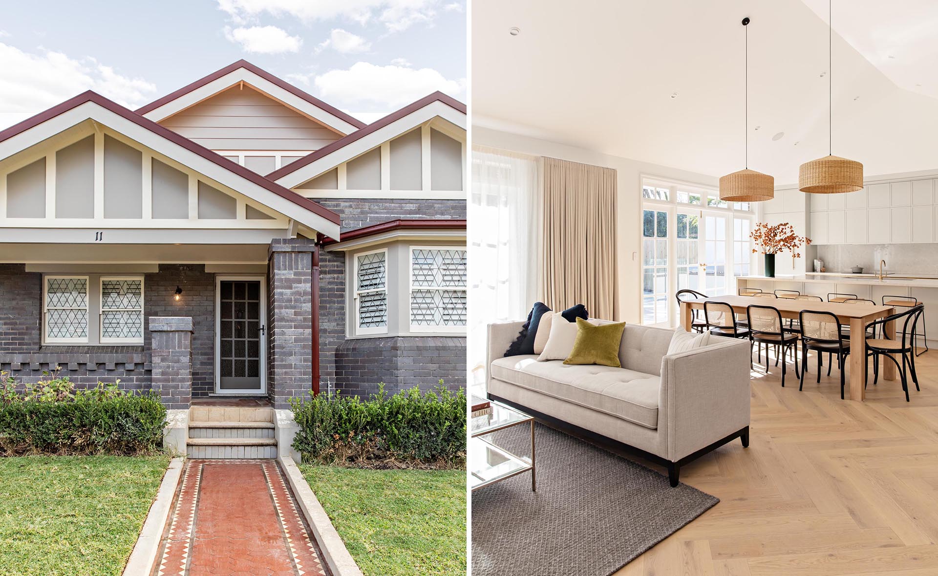Explore Bone Made’s renovation of a heritage-listed Californian Bungalow in Concord, Australia, where traditional architecture meets a classic contemporary interior designed for a family of six.
