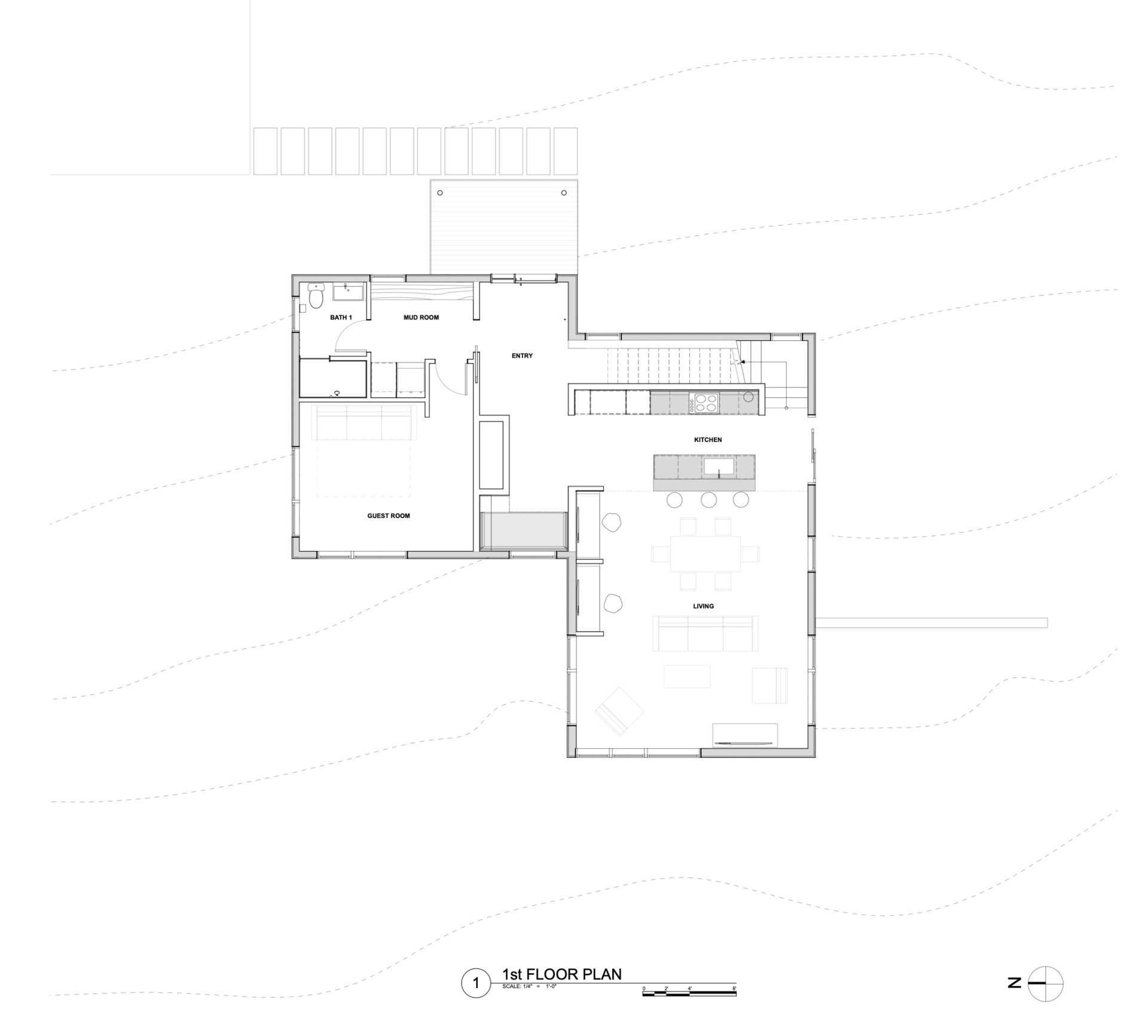 Explore the architectural drawings for the Milo House and see how its irregular volumes respond to the Vermont hillside, tree canopy and views toward the Adirondacks.