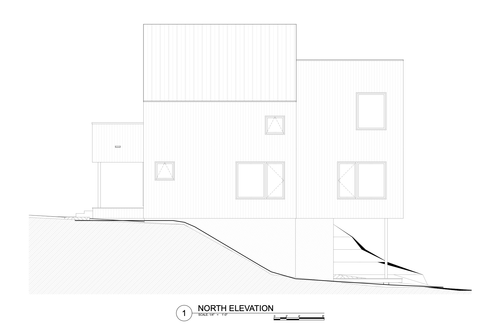 Explore the architectural drawings for the Milo House and see how its irregular volumes respond to the Vermont hillside, tree canopy and views toward the Adirondacks.