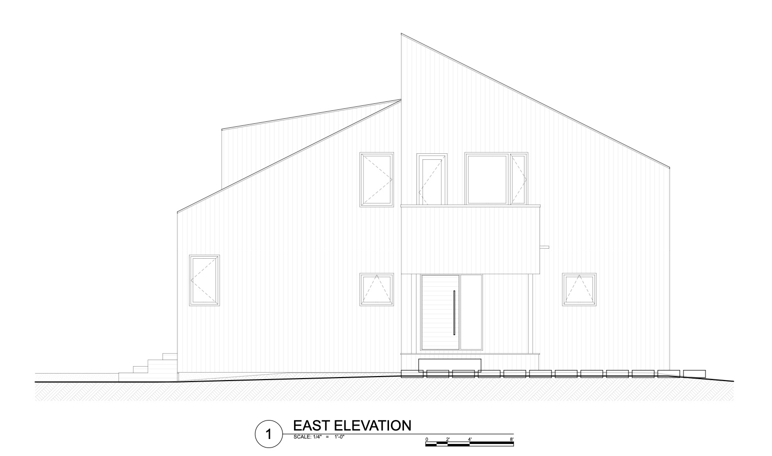 Explore the architectural drawings for the Milo House and see how its irregular volumes respond to the Vermont hillside, tree canopy and views toward the Adirondacks.