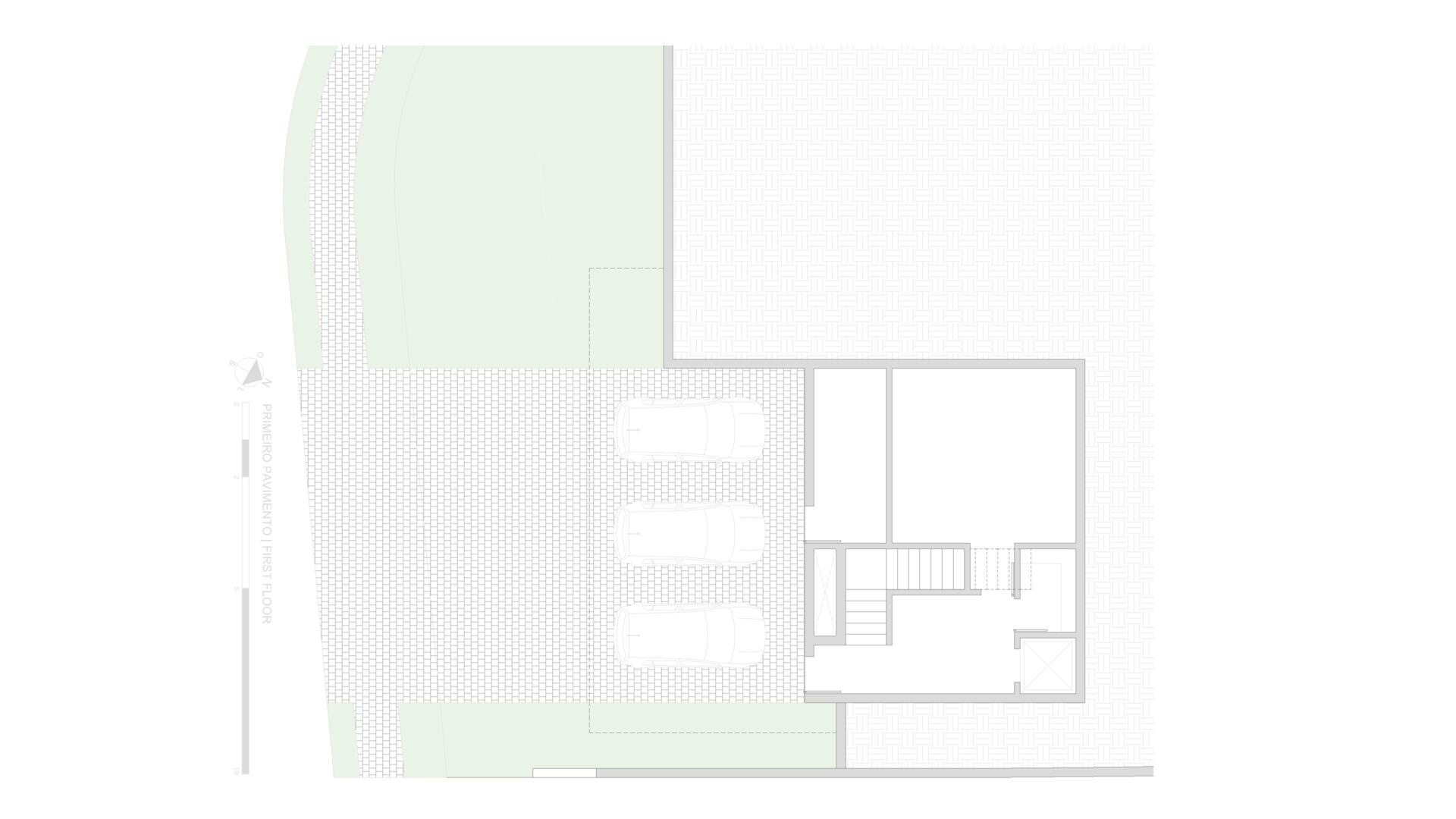 Explore the architectural drawings for Casa da Mata, a minimalist forest house in Franca, São Paulo, organized into distinct blocks and shaped by the natural changes in elevation across the site.