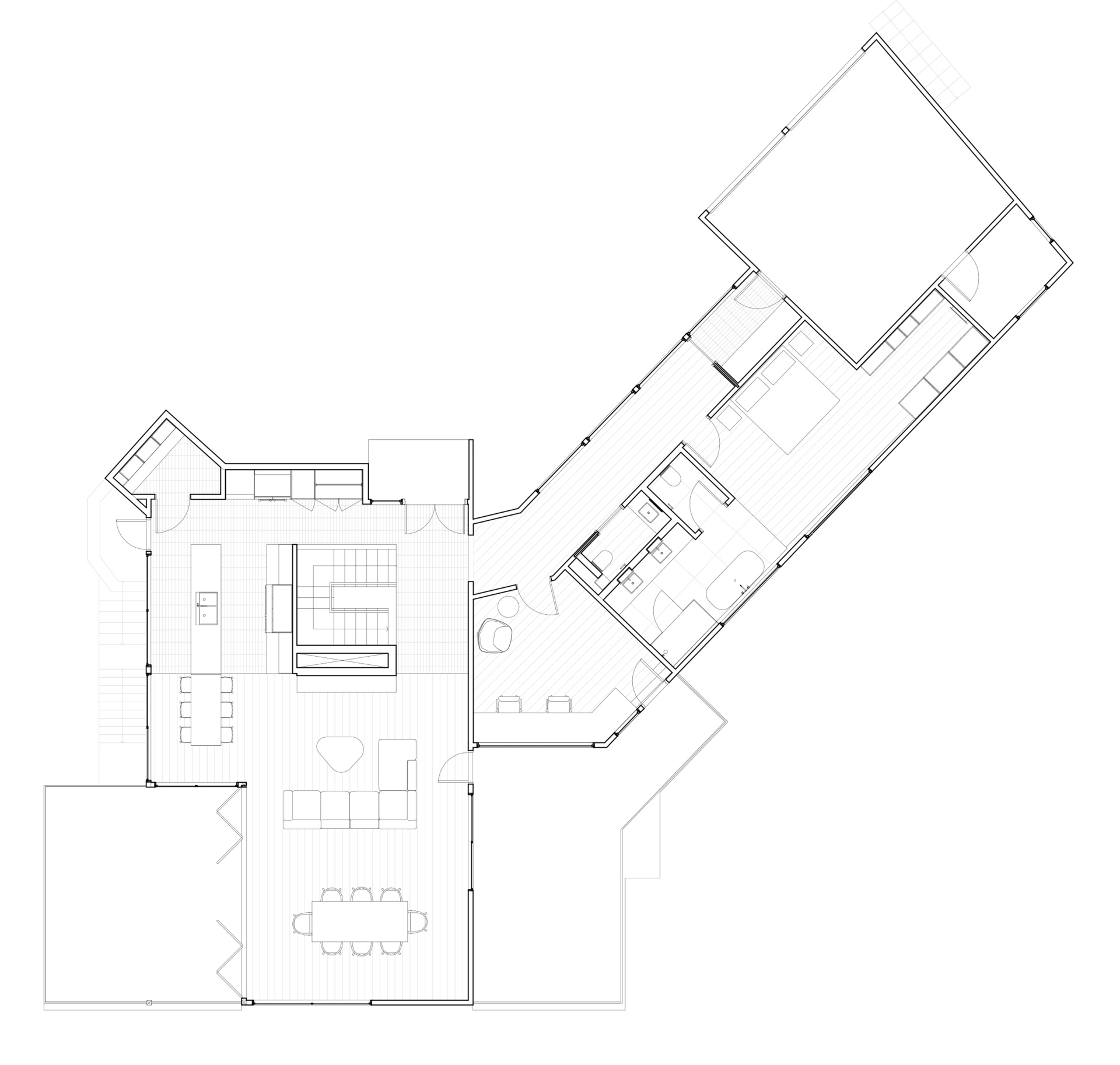 Explore the architectural drawings for Westport Place House and see how the renovation reorganised the 1961 mid-century home, opening up the main floor and transforming the lower level for modern family life.