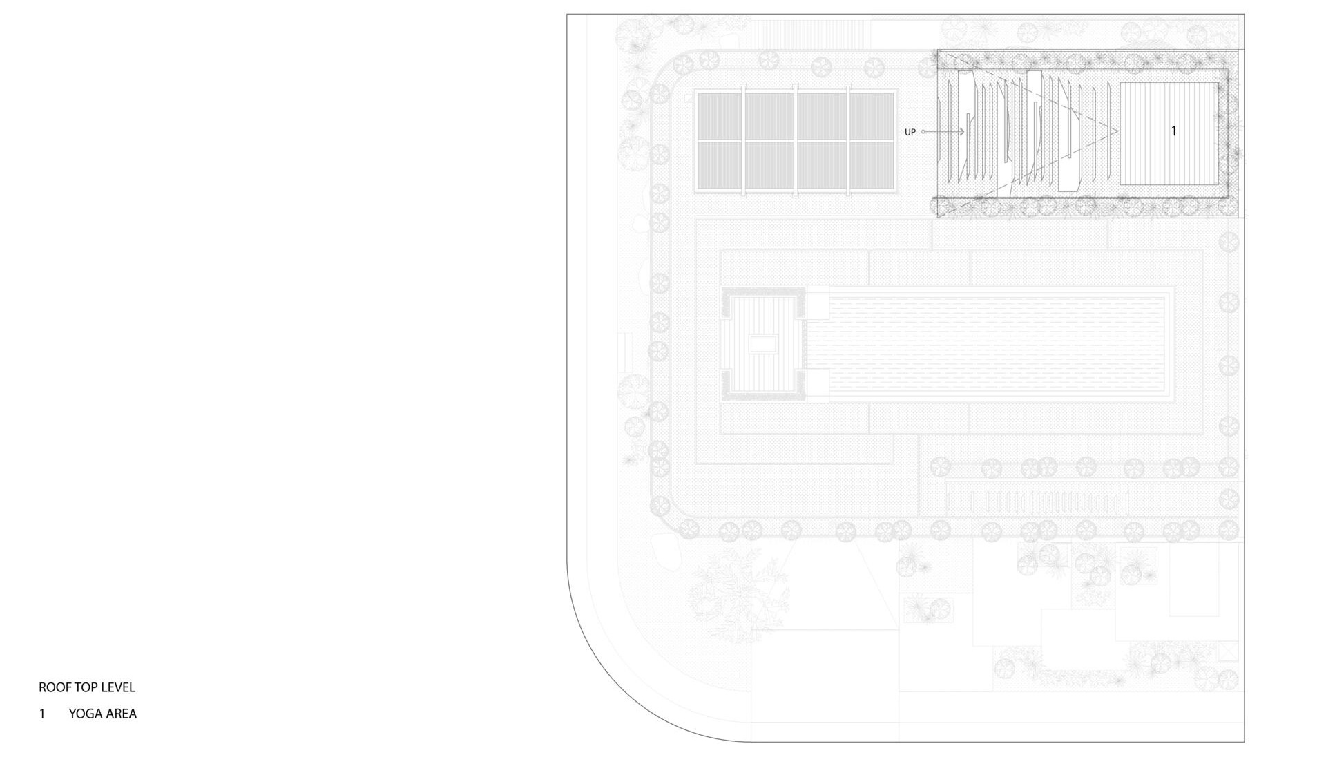 Explore the architectural drawings of Split Mass Residence by K-Thengono Design Studio to see how the split volumes, office, private living spaces, pool and rooftop are arranged across the site.