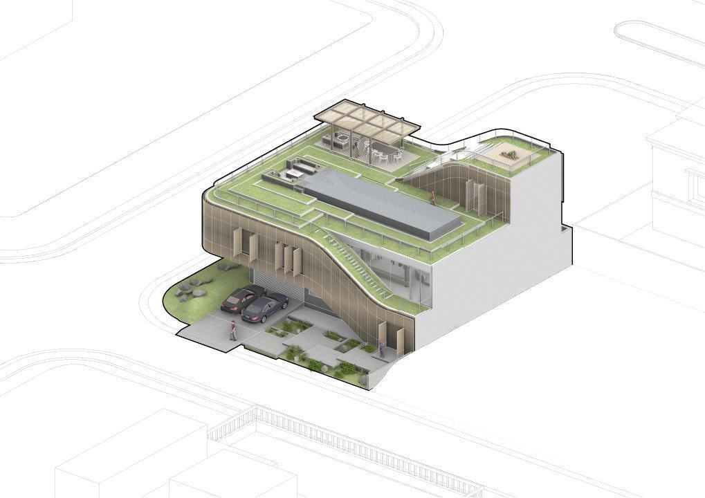 Explore the architectural drawings of Split Mass Residence by K-Thengono Design Studio to see how the split volumes, office, private living spaces, pool and rooftop are arranged across the site.