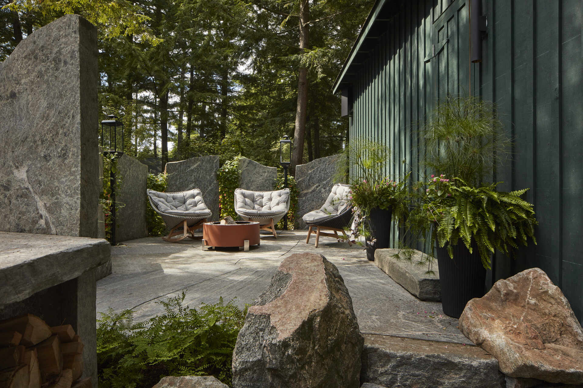 PARTISANS transformed a modest ice-storage hut on a Muskoka island into a compact thermal spa filled with carved Canadian Shield granite, custom-milled cedar, a sauna, cold plunge and steam room, as well as an outdoor patio with outdoor shower.