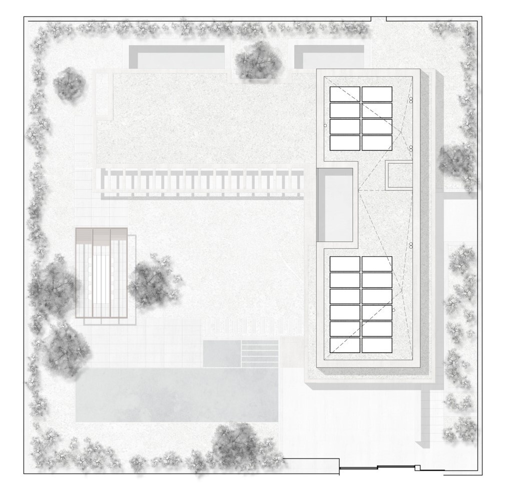 Explore the architectural drawings of House 2194 by Nordest Architecture SLP in Olot, Spain. Discover its L-shaped garden layout, three levels, and courtyards that bring daylight and greenery into the home.