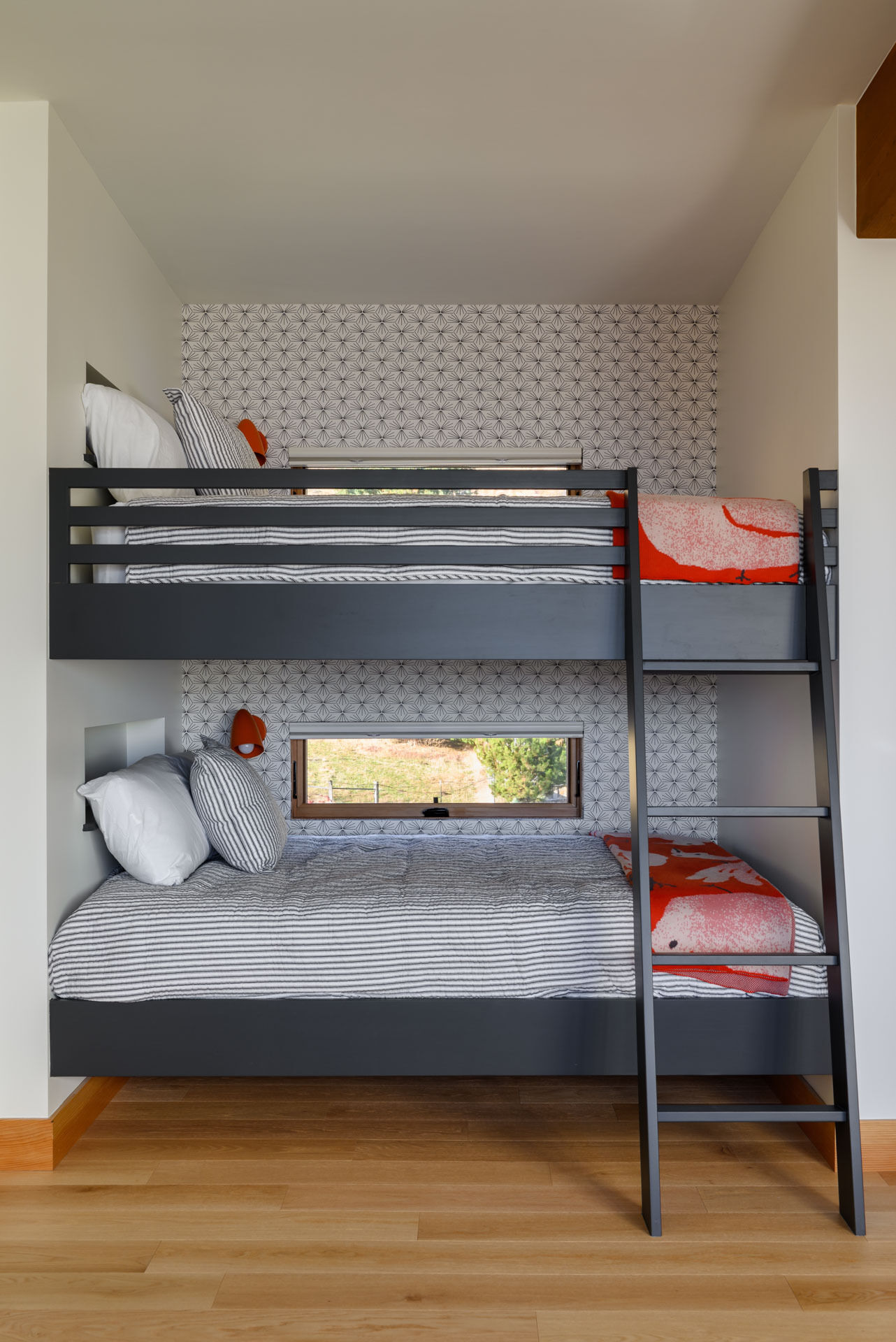 A playful bunk room designed with future grandchildren in mind, adding a family-friendly space for visiting younger generations.
