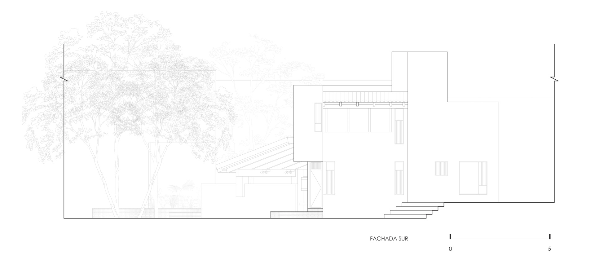 See the architectural drawings for Casa Amona, showing how its two-level house, separate workshop and tree-filled courtyard fit together on an urban plot in Chiapas.