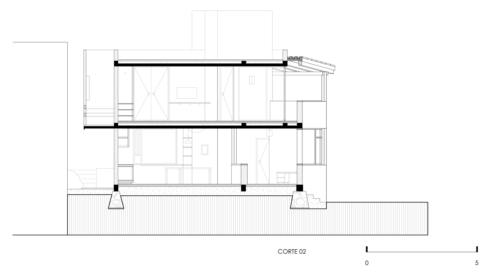 See the architectural drawings for Casa Amona, showing how its two-level house, separate workshop and tree-filled courtyard fit together on an urban plot in Chiapas.