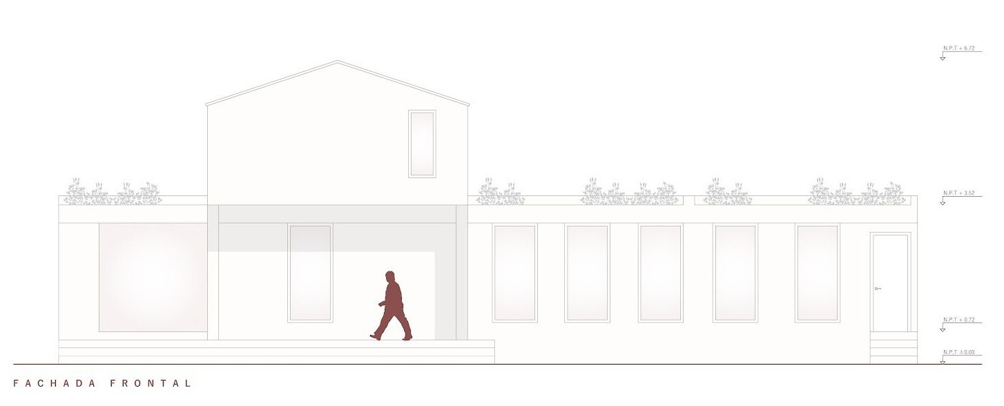Floor plans, sections and elevations reveal Casa Berna’s layout, from its garden-facing living spaces and pool to the gabled upper floor containing the bedrooms.