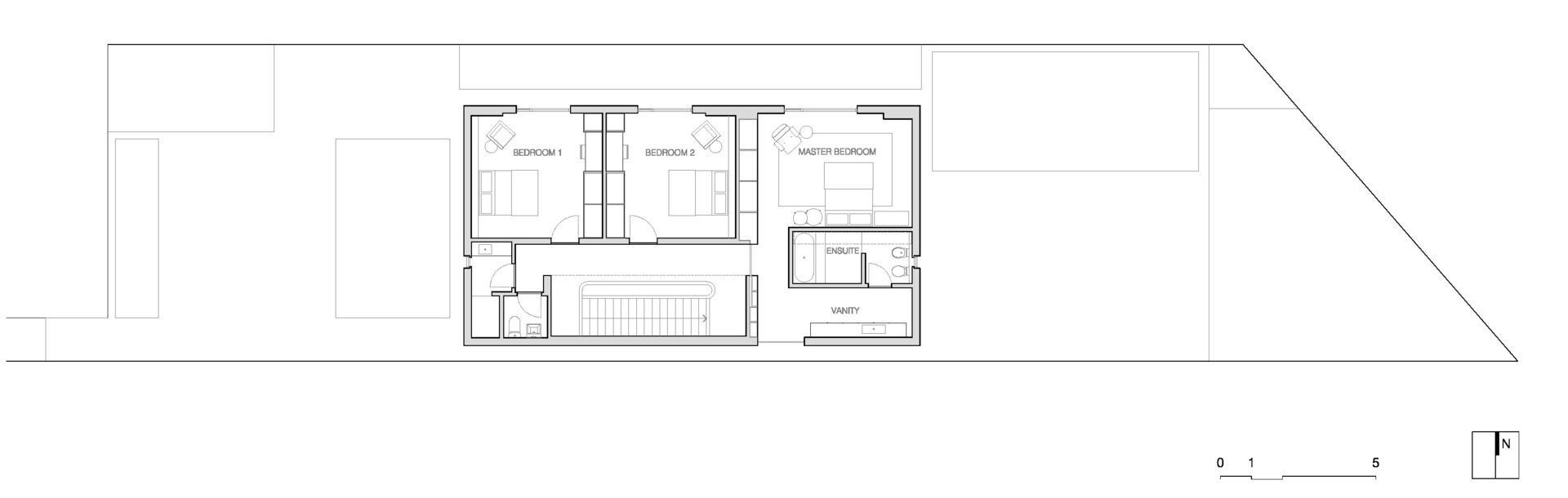 The floor plans reveal how Casa Piva is arranged around its courtyards, with the kitchen, dining and living spaces on the ground floor and the private bedrooms and bathrooms above.