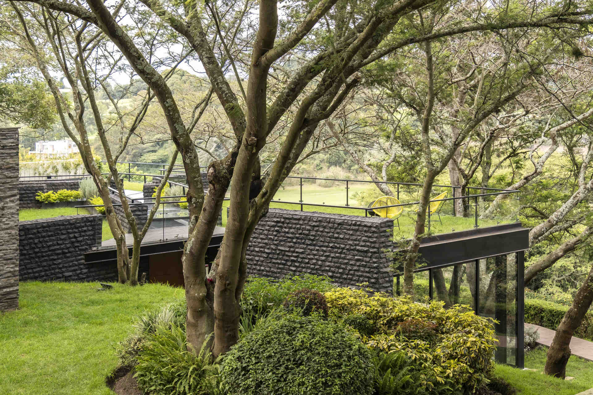 Discover the Hidden Stone House in Puembo, Ecuador, by A1 Arquitectura Avanzada, where biomimetic architecture brings the home and its existing trees together.