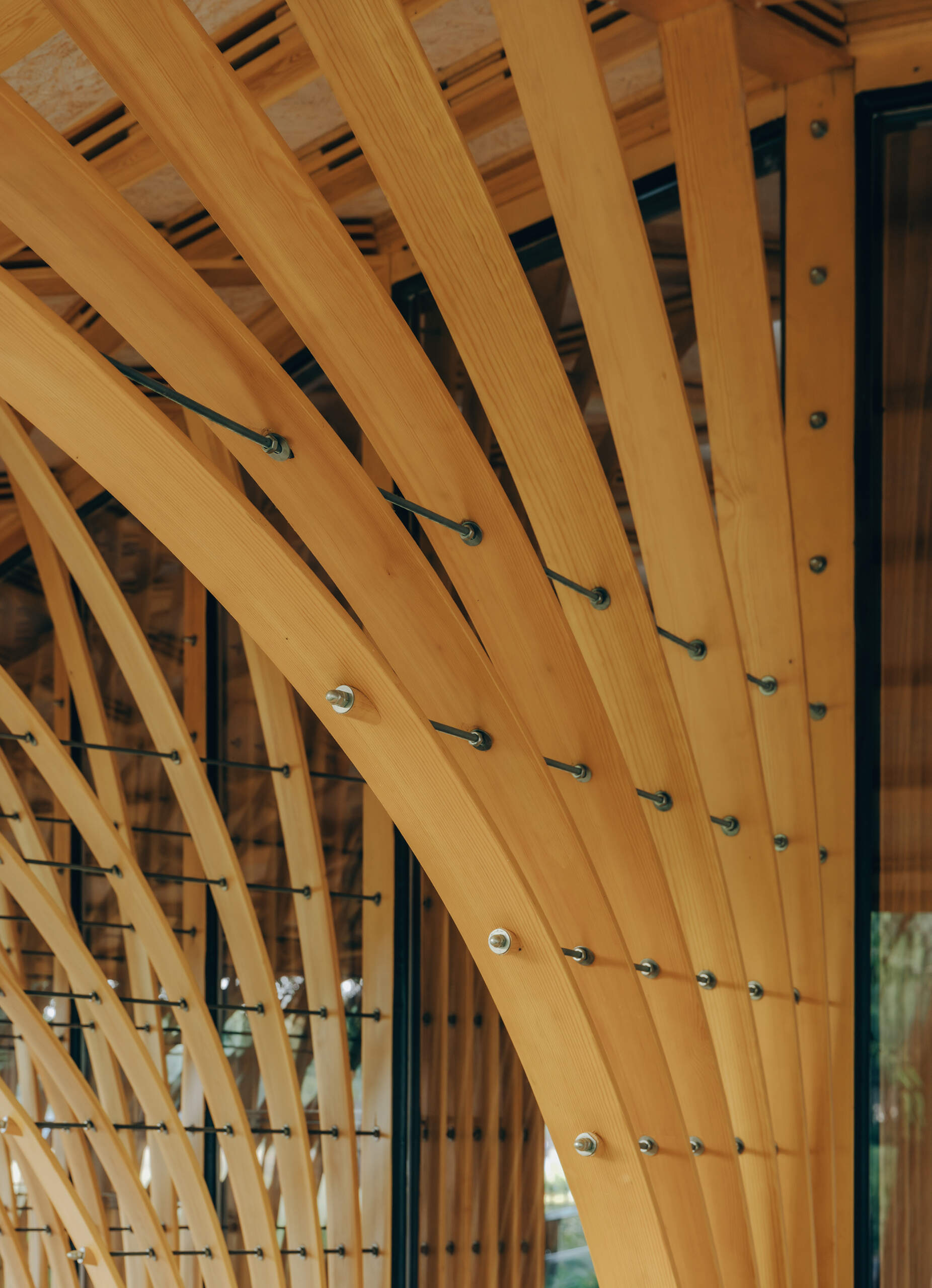 West Garden Florist by LUO studio is a mushroom-like timber florist pavilion tucked among the trees of Haidian Park in Beijing, with a planted roof and open canopy.
