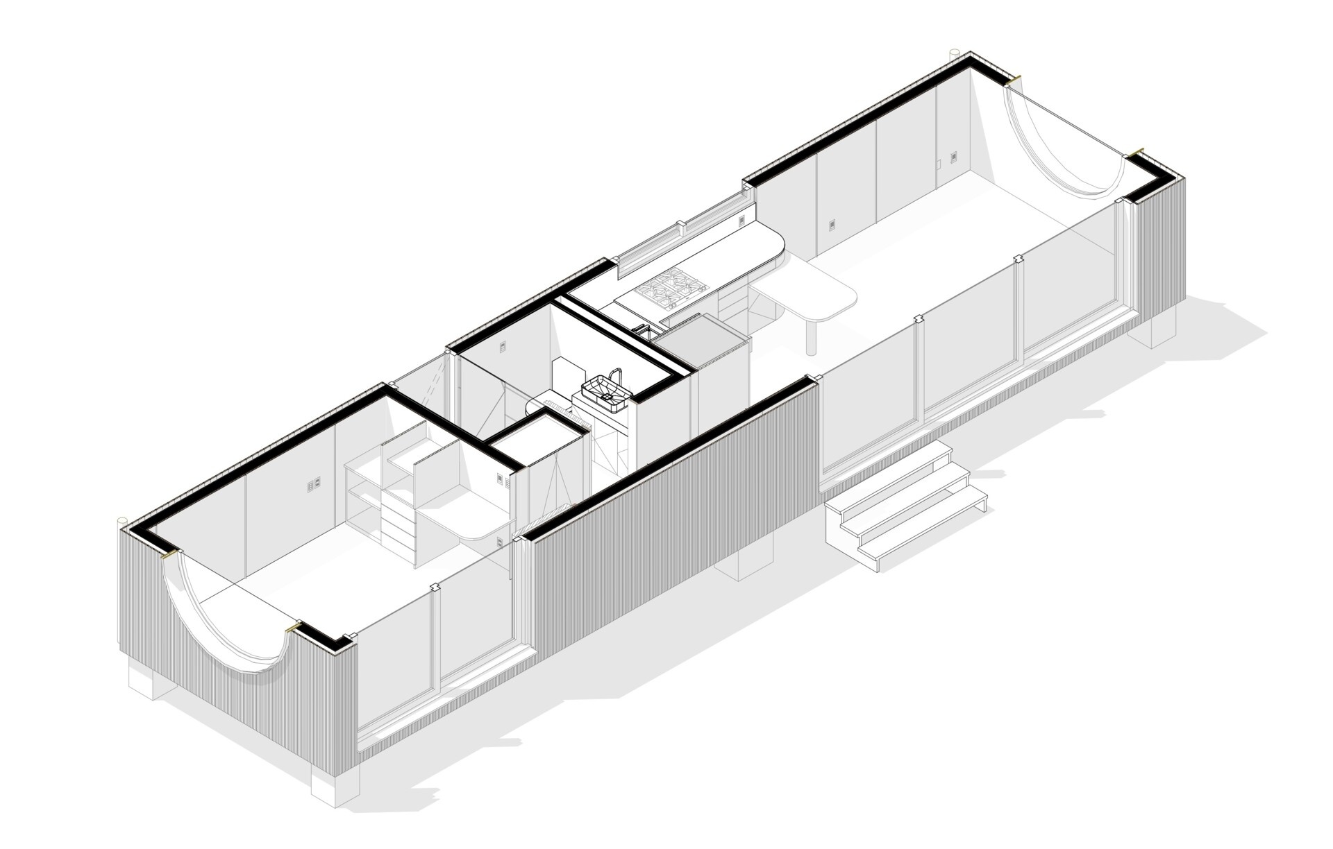 A 409 square foot prefabricated house by Muda Prefab in São Paulo, Brazil, designed around factory manufacturing, transportation, and efficient assembly.