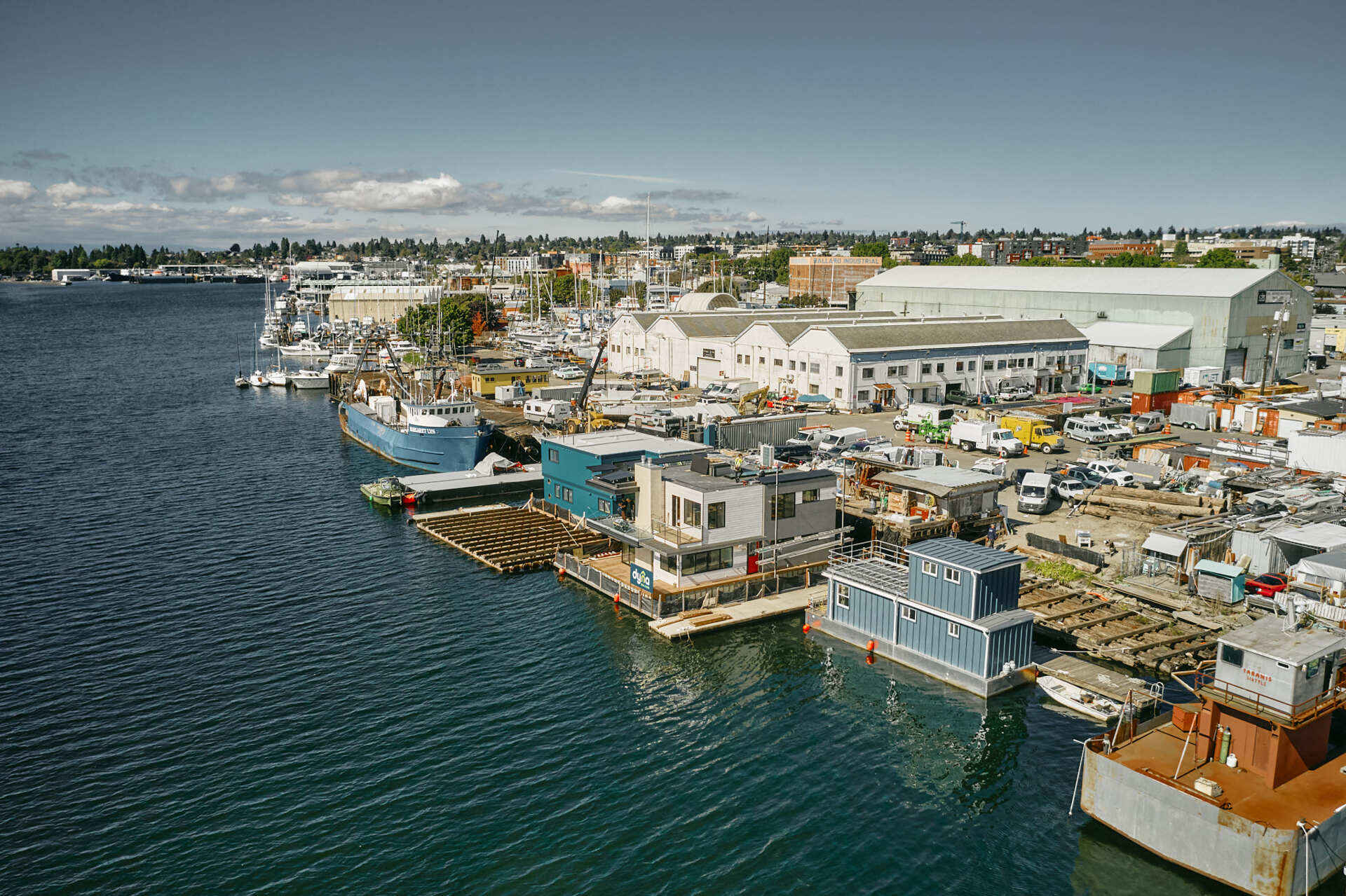 A behind-the-scenes look at the construction of Modern Beach House, a contemporary floating home on Seattle's Lake Union. Designed by Hoshide Wanzer Architects + Interiors and built by Dyna Builders at their Ballard docks, the two-story home was constructed on a new concrete float before being moved to its permanent waterfront location.
