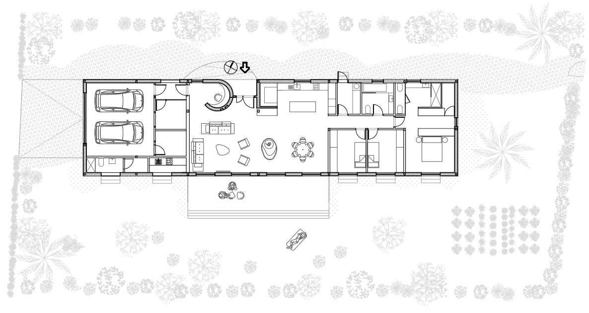 Discover how curved vaulted roofs, a linear single-storey layout, and an open-plan interior shape this contemporary Mediterranean home.