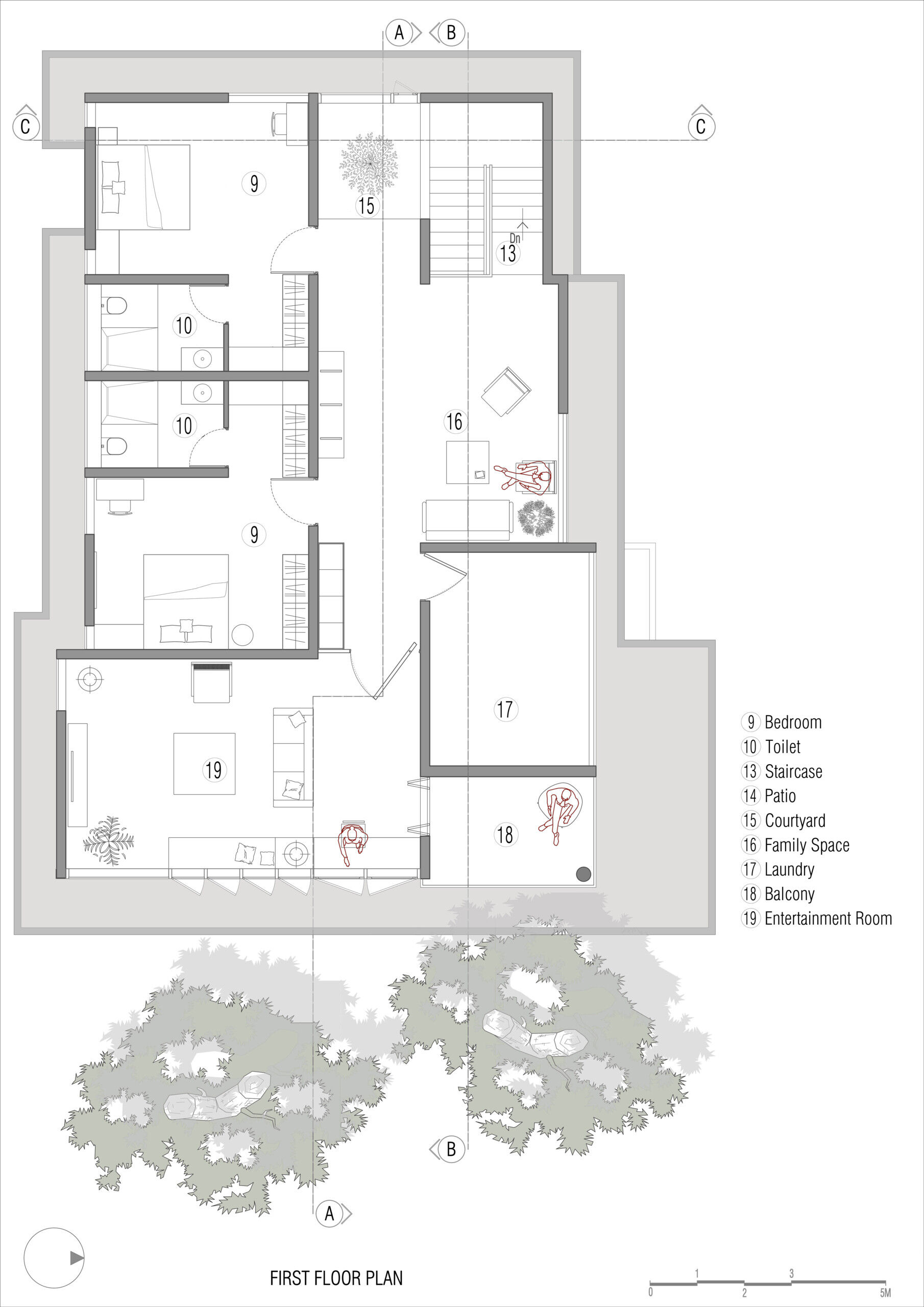 Explore the architectural planning behind House Beyond the Mango Trees by inLe architects, a contemporary Indian residence designed around existing trees, natural light, and ventilation.