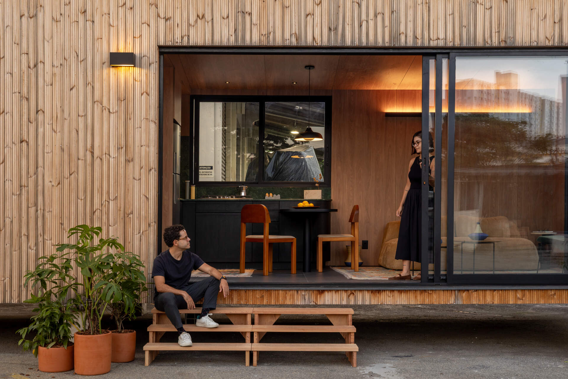 A 409 square foot prefabricated house by Muda Prefab in São Paulo, Brazil, designed around factory manufacturing, transportation, and efficient assembly.